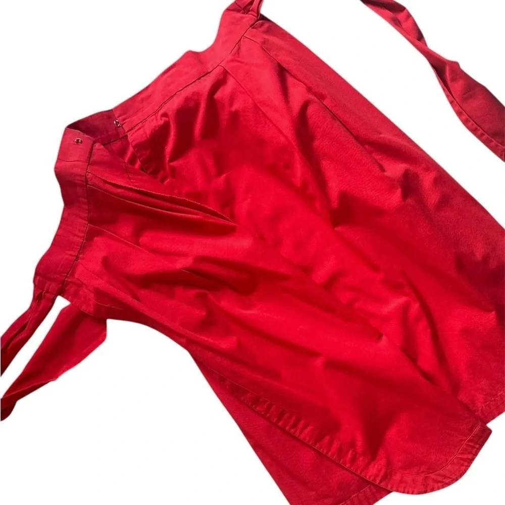 HERMES Red 100% Cotton Wrap Skirt with Pockets Size 42EU 6US